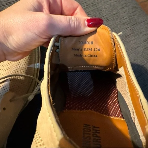 NWT Johnston & Murphy Upton Perfed Plain Toe Color: Taupe Nubuck Sz 8,5 (no box) - Picture 11 of 12